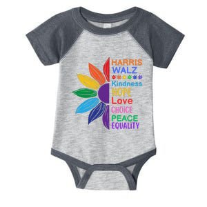 Harris Walz Diversity Rainbow Daisy Sunflower Vote Blue Infant Baby Jersey Bodysuit