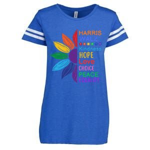 Harris Walz Diversity Rainbow Daisy Sunflower Vote Blue Enza Ladies Jersey Football T-Shirt