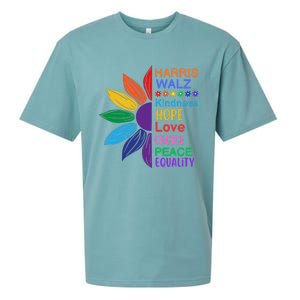 Harris Walz Diversity Rainbow Daisy Sunflower Vote Blue Sueded Cloud Jersey T-Shirt