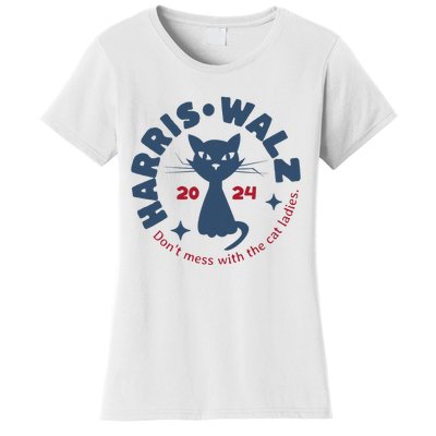 Harris Waltz DonT Mess With The Cat Ladies Kamala Tim Walz Women's T-Shirt