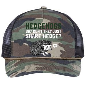 Hedgehogs Why Don't They Just Share Hedge Funny Retro Rope Trucker Hat Cap