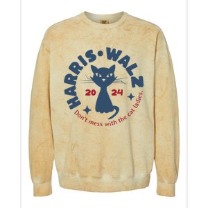 Harris Waltz DonT Mess With The Cat Ladies Kamala Tim Walz Colorblast Crewneck Sweatshirt