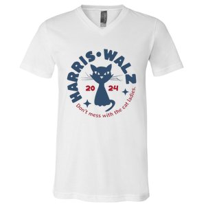 Harris Waltz DonT Mess With The Cat Ladies Kamala Tim Walz V-Neck T-Shirt