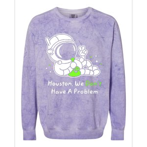 Houston We DonT Have A Problem Smoke Weed Everyday Astronaut Cult Colorblast Crewneck Sweatshirt