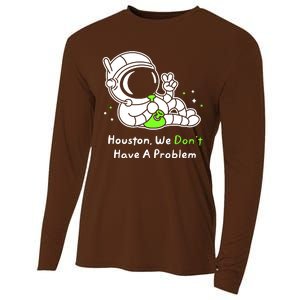 Houston We DonT Have A Problem Smoke Weed Everyday Astronaut Cult Cooling Performance Long Sleeve Crew