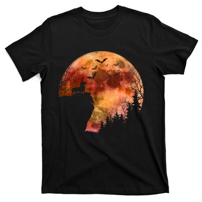 Halloween Wiener Dachshund Breed & Spooky Full Moon T-Shirt