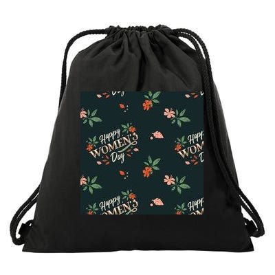 Happy Women's Day Floral Cute Gift Drawstring Bag
