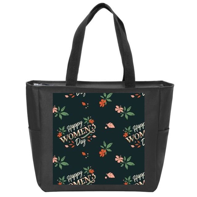 Happy Women's Day Floral Cute Gift Zip Tote Bag
