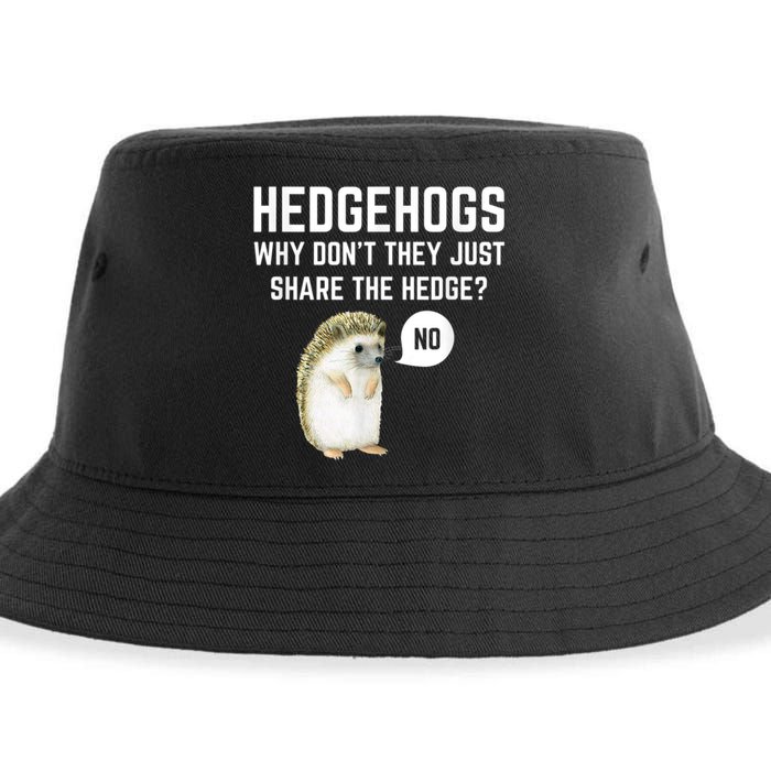 Hedgehogs Why Don't They Just Share The Hedge? Funny Hedgehog Sustainable Bucket Hat