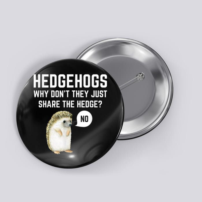 Hedgehogs Why Don't They Just Share The Hedge? Funny Hedgehog Button