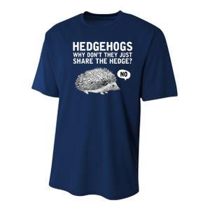 Hedgehogs Why Don't They Just Share The Hedge Funny Youth Performance Sprint T-Shirt