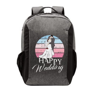 Happy Wedding Day Retro Engaged Couple Bride Groom Vector Backpack