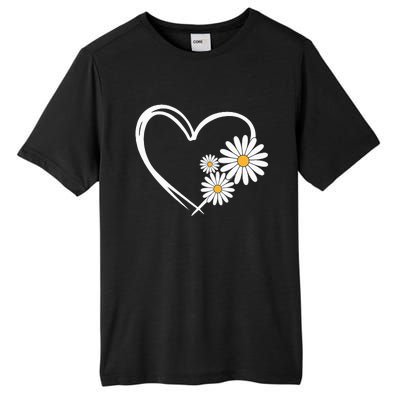 Heart With Daisy Flowers Daisies With Heart Outline Tall Fusion ChromaSoft Performance T-Shirt