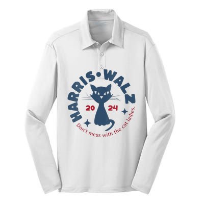 Harris Waltz Dont Mess With The Cat Ladies Kamala Tim Walz Silk Touch Performance Long Sleeve Polo