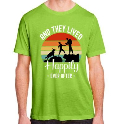 Hikers With Dog They Lived Happily Ever After Hiking Camping Gift Adult ChromaSoft Performance T-Shirt