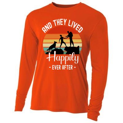 Hikers With Dog They Lived Happily Ever After Hiking Camping Gift Cooling Performance Long Sleeve Crew