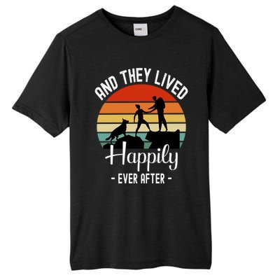 Hikers With Dog They Lived Happily Ever After Hiking Camping Gift Tall Fusion ChromaSoft Performance T-Shirt