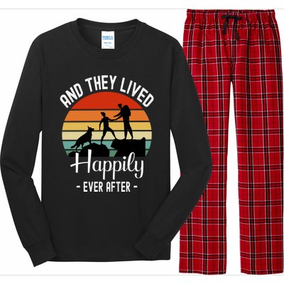 Hikers With Dog They Lived Happily Ever After Hiking Camping Gift Long Sleeve Pajama Set