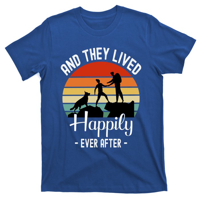 Hikers With Dog They Lived Happily Ever After Hiking Camping Gift T-Shirt