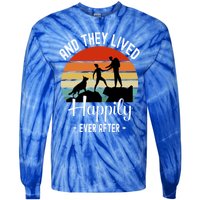 Hikers With Dog They Lived Happily Ever After Hiking Camping Gift Tie-Dye Long Sleeve Shirt