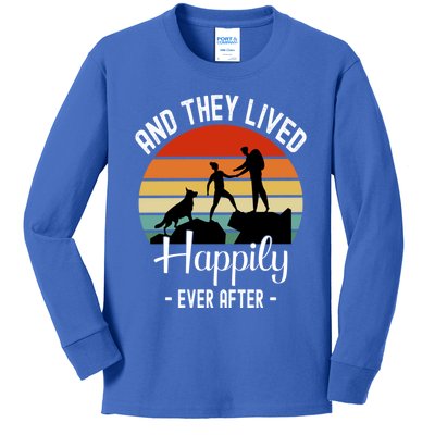 Hikers With Dog They Lived Happily Ever After Hiking Camping Gift Kids Long Sleeve Shirt