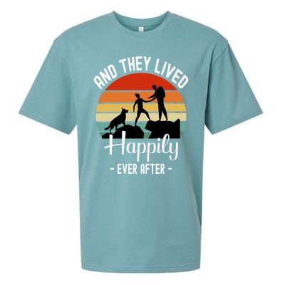 Hikers With Dog They Lived Happily Ever After Hiking Camping Gift Sueded Cloud Jersey T-Shirt