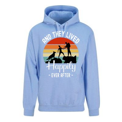 Hikers With Dog They Lived Happily Ever After Hiking Camping Gift Unisex Surf Hoodie