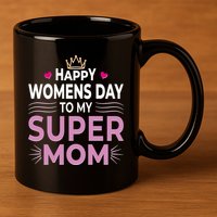 Happy Womens Day To My Super Mom 11oz C Handle Ceramic Mug
