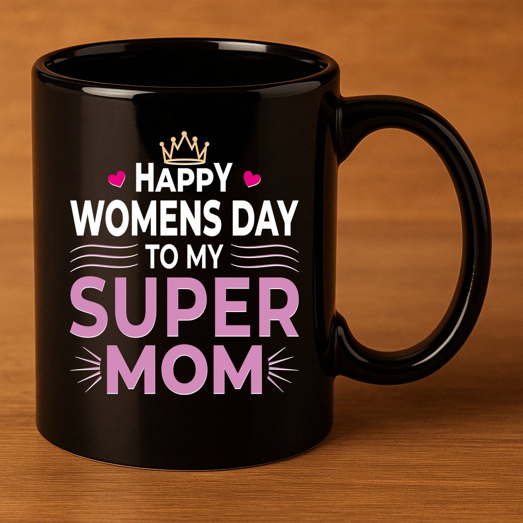 Happy Womens Day To My Super Mom 11oz C Handle Ceramic Mug