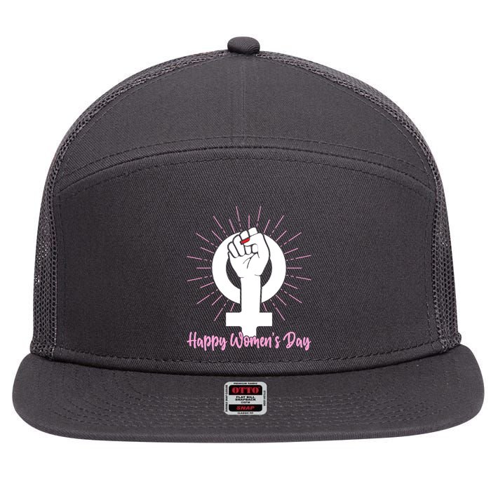 Happy Womens Day 7 Panel Mesh Trucker Snapback Hat