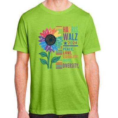 Harris Walz Election 2024 Peace Love Equality Hope Diversity Gift Adult ChromaSoft Performance T-Shirt