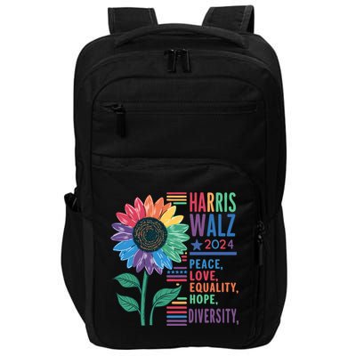 Harris Walz Election 2024 Peace Love Equality Hope Diversity Gift Impact Tech Backpack