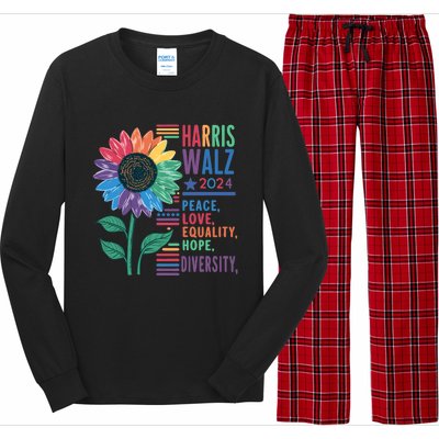 Harris Walz Election 2024 Peace Love Equality Hope Diversity Gift Long Sleeve Pajama Set