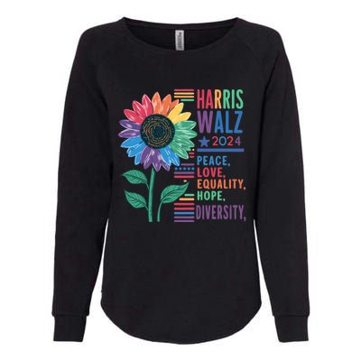 Harris Walz Election 2024 Peace Love Equality Hope Diversity Gift Womens California Wash Sweatshirt