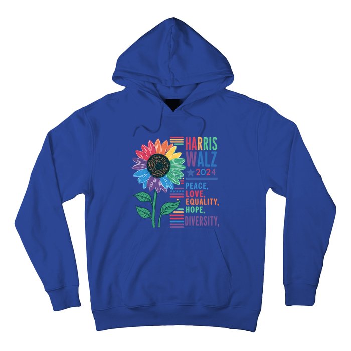 Harris Walz Election 2024 Peace Love Equality Hope Diversity Gift Hoodie