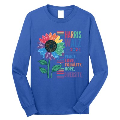 Harris Walz Election 2024 Peace Love Equality Hope Diversity Gift Long Sleeve Shirt