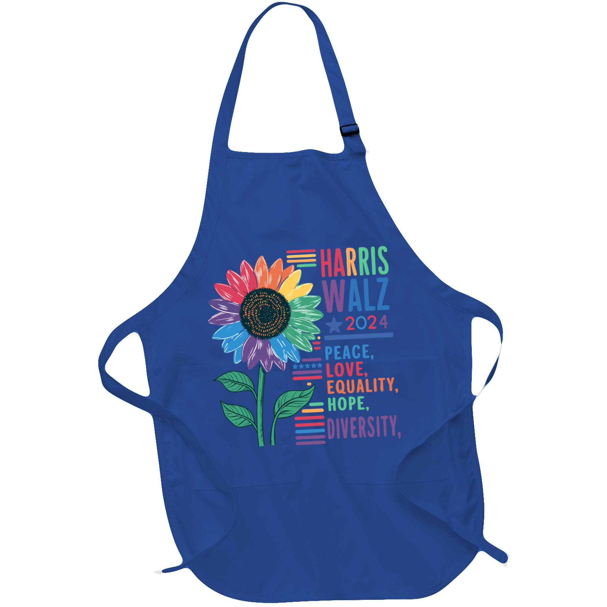 Harris Walz Election 2024 Peace Love Equality Hope Diversity Gift Apron