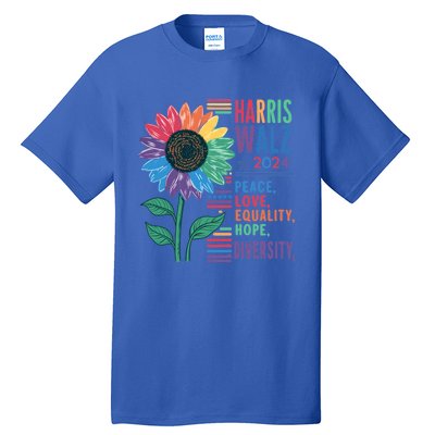 Harris Walz Election 2024 Peace Love Equality Hope Diversity Gift Tall T-Shirt