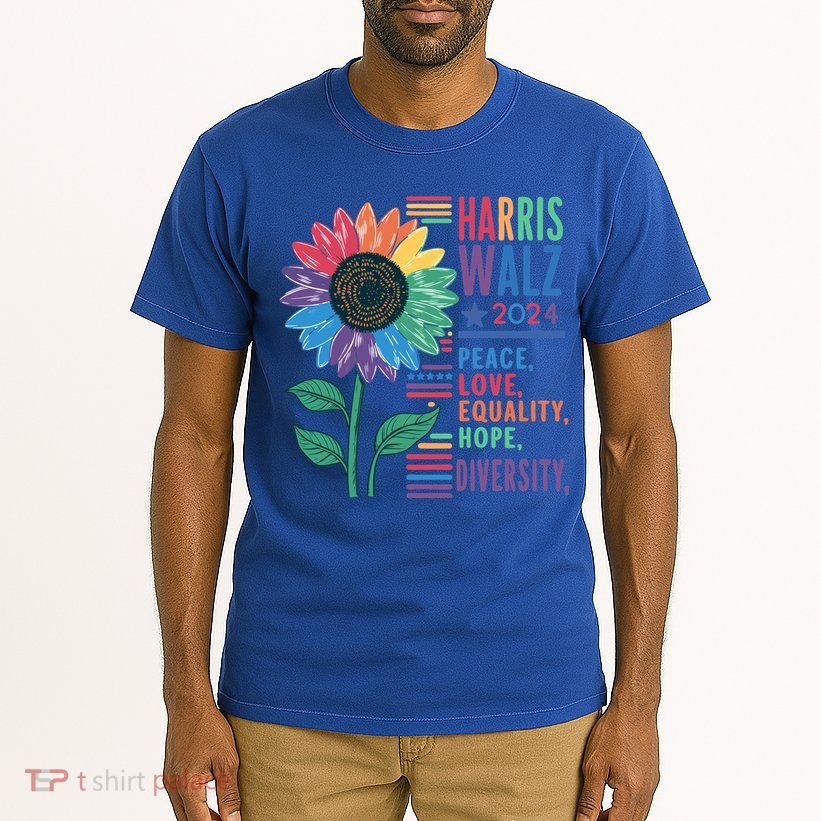 Harris Walz Election 2024 Peace Love Equality Hope Diversity Gift Tall T-Shirt
