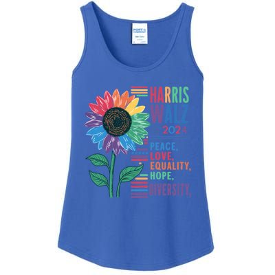 Harris Walz Election 2024 Peace Love Equality Hope Diversity Gift Ladies Essential Tank