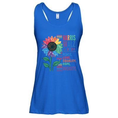 Harris Walz Election 2024 Peace Love Equality Hope Diversity Gift Ladies Essential Flowy Tank