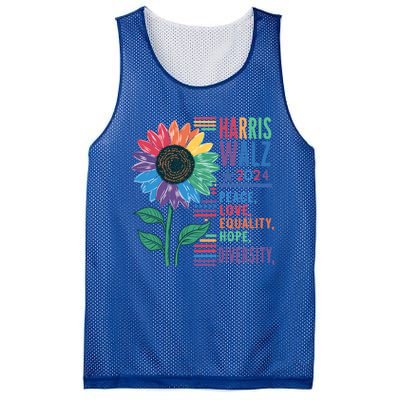 Harris Walz Election 2024 Peace Love Equality Hope Diversity Gift Mesh Reversible Basketball Jersey Tank