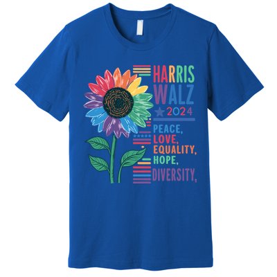 Harris Walz Election 2024 Peace Love Equality Hope Diversity Gift Premium T-Shirt