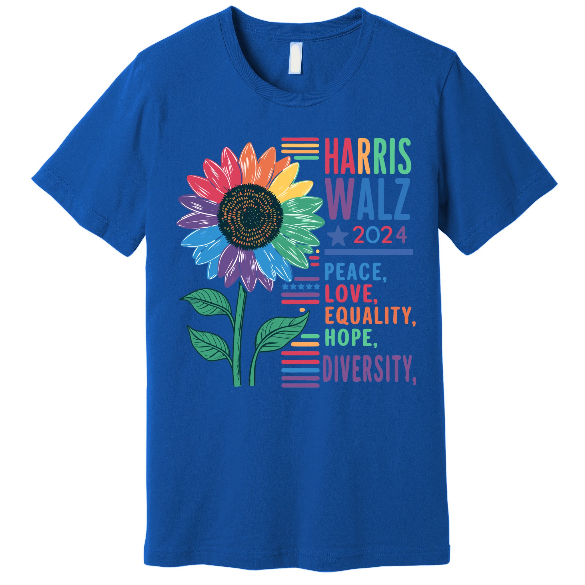 Harris Walz Election 2024 Peace Love Equality Hope Diversity Gift Premium T-Shirt