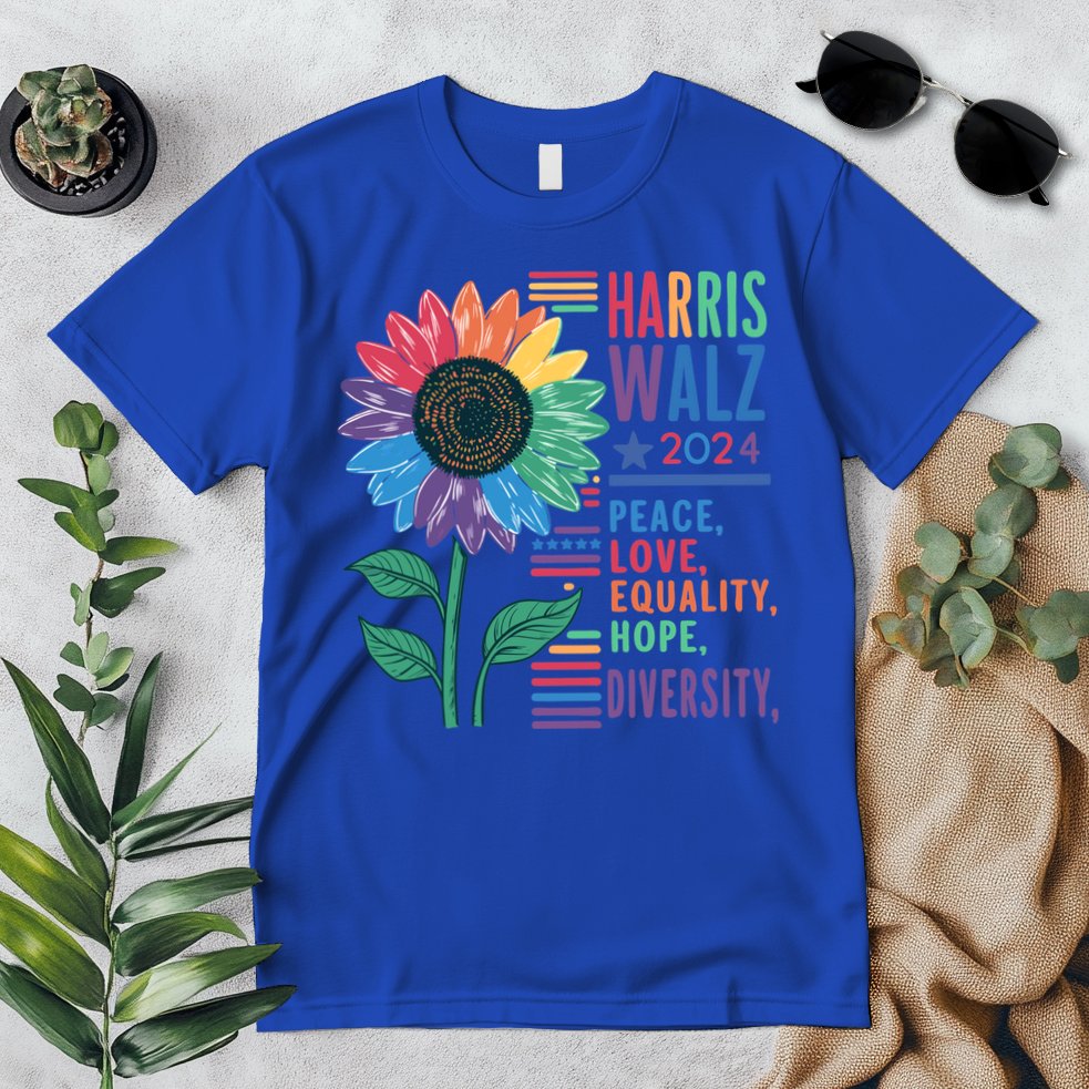 Harris Walz Election 2024 Peace Love Equality Hope Diversity Gift Premium T-Shirt
