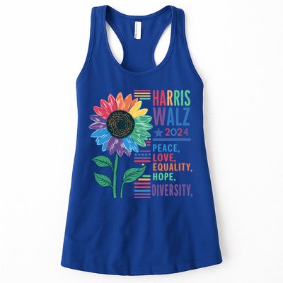 Harris Walz Election 2024 Peace Love Equality Hope Diversity Gift Womens Tank Top