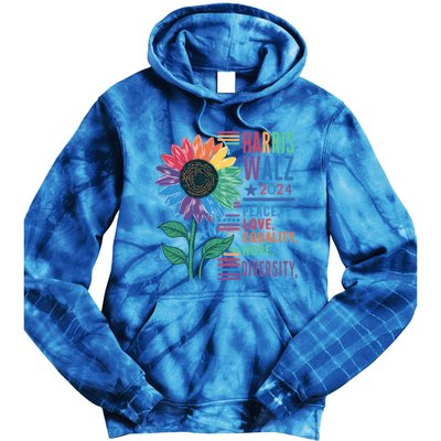 Harris Walz Election 2024 Peace Love Equality Hope Diversity Gift Tie Dye Hoodie