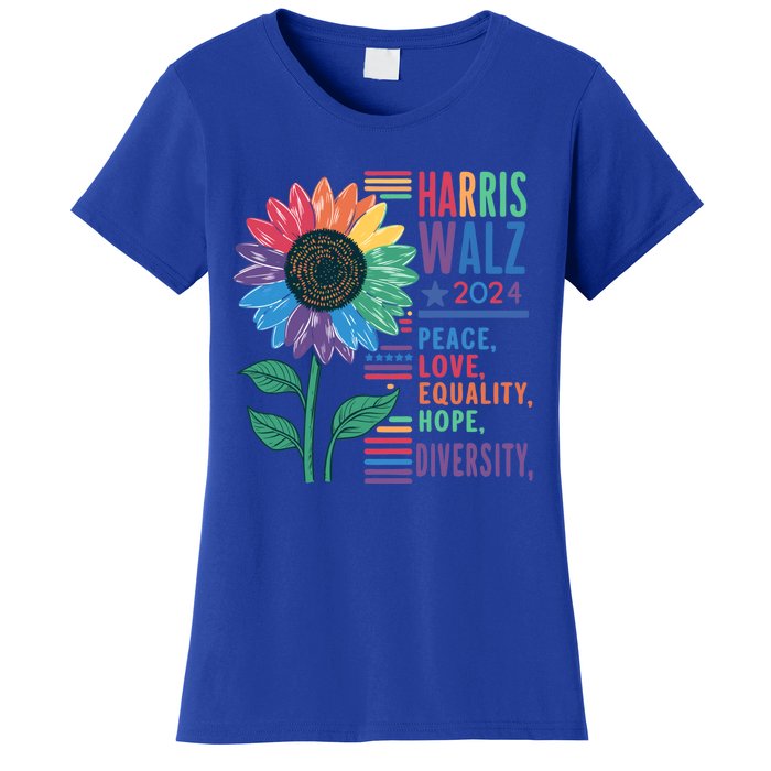 Harris Walz Election 2024 Peace Love Equality Hope Diversity Gift Women's T-Shirt