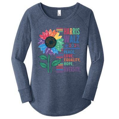 Harris Walz Election 2024 Peace Love Equality Hope Diversity Gift Women's Perfect Tri Tunic Long Sleeve Shirt