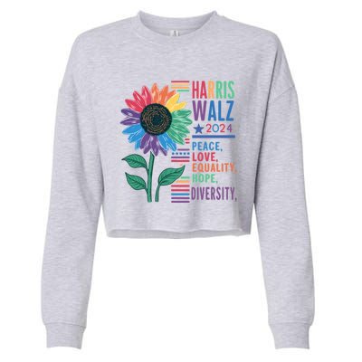 Harris Walz Election 2024 Peace Love Equality Hope Diversity Gift Cropped Pullover Crew